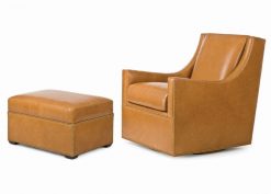 Hancock and Moore Rosemont Swivel Chair and Ottoman